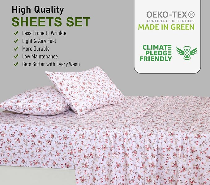 RUVANTI 100% Cotton Sheets – Split King Size Percale Bedding, Cooling & - Image 7