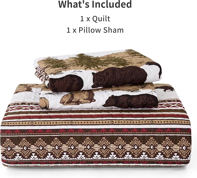 PPOLCA Cabin Twin Quilt Bedding Set, Christmas Lightweight Reversible Rustic - Image 6
