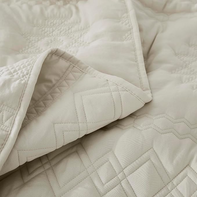 WDCOZY Beige Boho Oversized California Cal King Size Quilt Bedding Set - Image 6