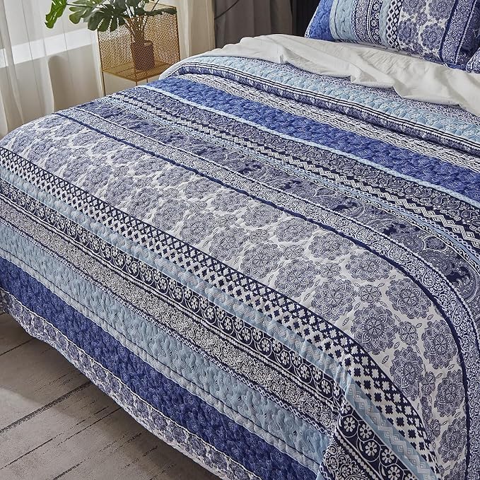 WONGS BEDDING Boho Quilt Set Twin Size, Lightweight Bedspread Coverlet Bedding - Image 5