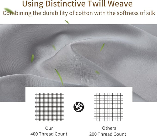4-Pack Bamboo Viscose Zippered Pillow Cases King Size, 400 Thread Count Cooling - Image 2