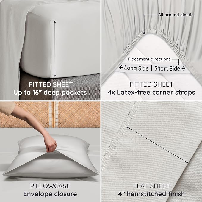 Bambaw California King Sheet Set 4pcs – 100% Viscose Derived from Bamboo Deep - Image 5