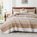 Andency Taupe Striped Quilt King, 3 Pieces Patchwork Bedspread Coverlet Set by Andency