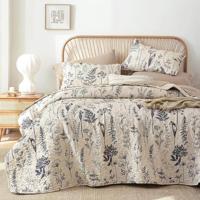 JANZAA Twin Quilt Beige Quilt Bed Spread Boho Quilt - Image 5