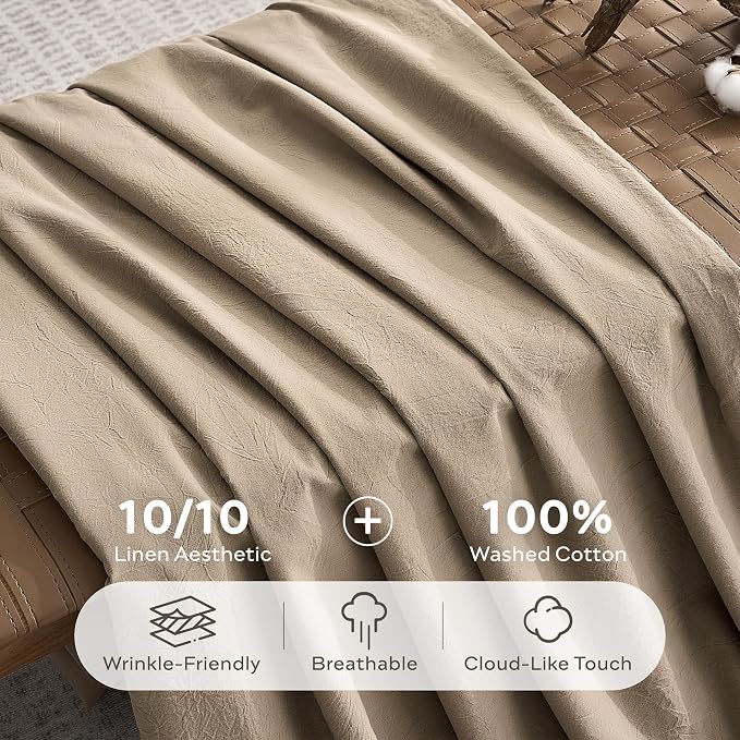 JELLYMONI 100% Washed Cotton Duvet Cover Full – Soft, Breathable Linen-Look - Image 3