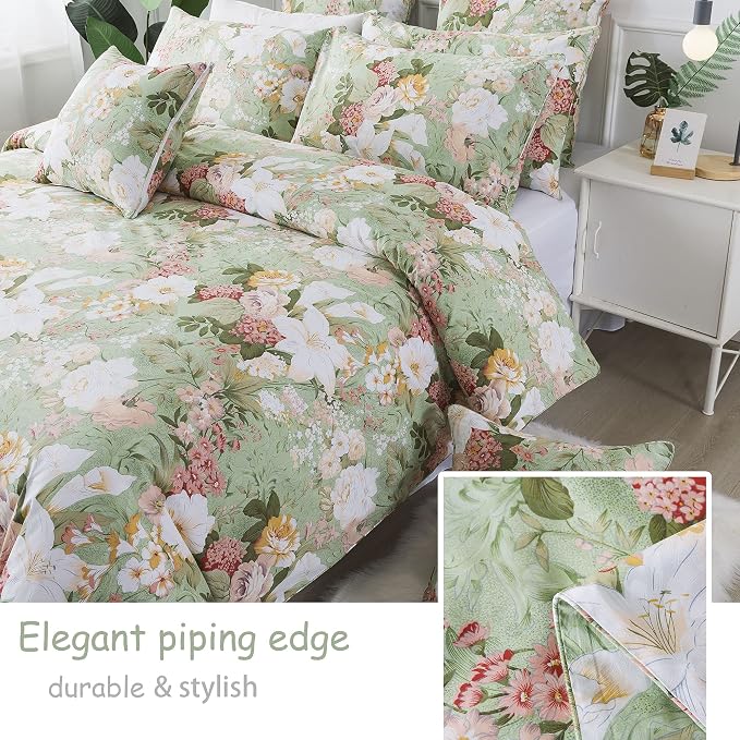 FADFAY Floral Duvet Cover Set Twin XL School Bedding 100% Cotton Garden Flower - Image 6