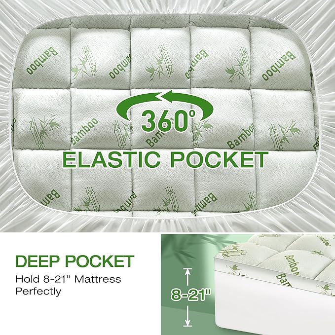 Mattress Topper Twin Size Viscose Derived from Bamboo, Thick Soft Pillow Top - Image 6