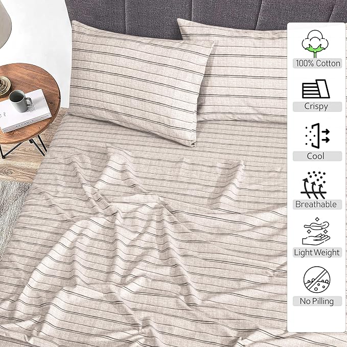RUVANTI 100% Cotton Sheets – California King Percale Bedding, Cooling & - Image 2
