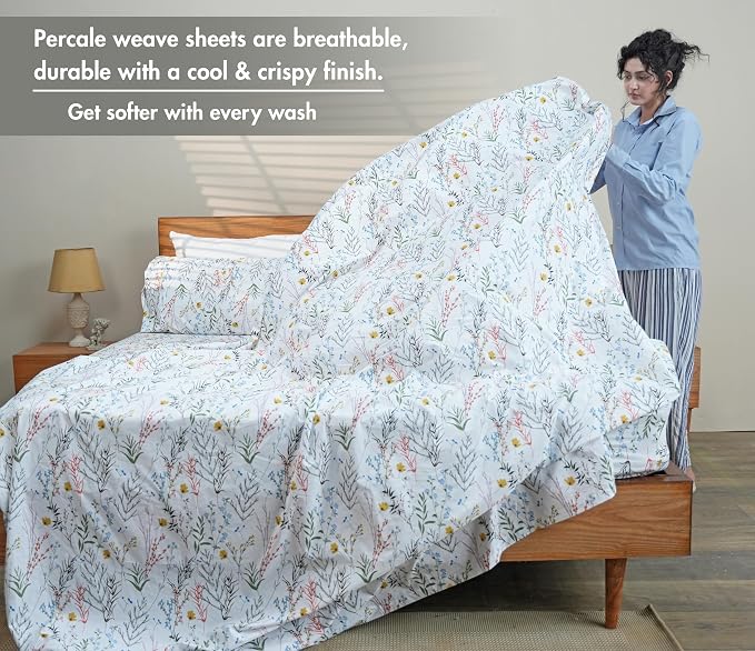 RUVANTI 100% Cotton Sheets – Twin Size Percale Bedding, Cooling & Breathable - Image 3