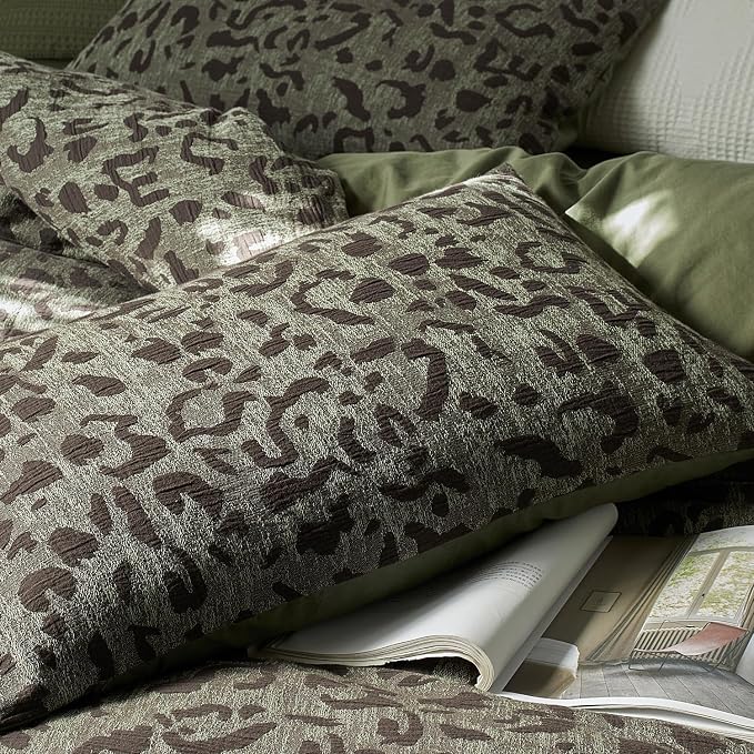 mixinni Leopard Duvet Cover Twin XL Size, Premium Yarn-Dyed Jacquard Cotton - Image 7