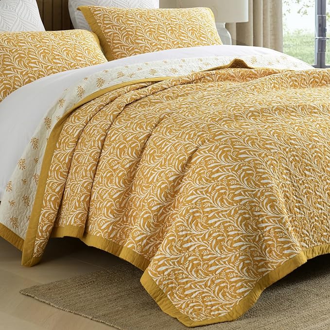 SahSahCasa Quilt Set King Size, 100% Cotton Quilt Bedding Set Bedspread by SahSahCasa