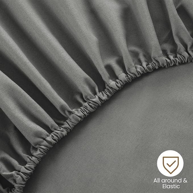 ROSE&RISY Light Grey Twin Fitted Sheet, Soft and Breathable - Image 6
