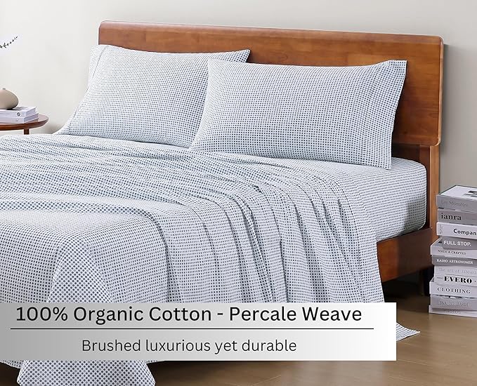 LANE LINEN 100% Organic Cotton Printed King Size Bedding Sheets & Pillowcases - Image 3