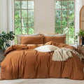 MooMee Bedding Duvet Cover Set 100% Washed Cotton Linen Like Textured by MOOMEE