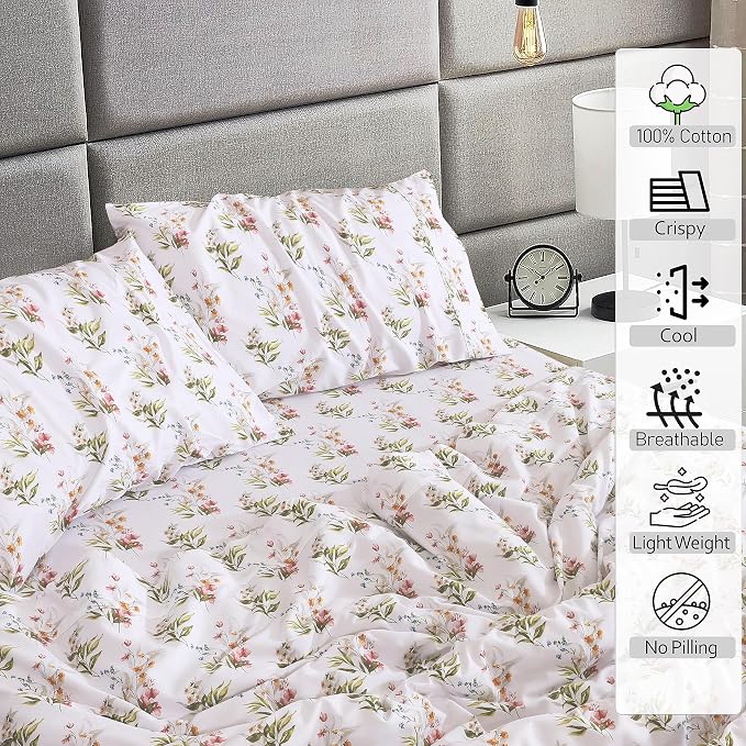 RUVANTI 100% Cotton Sheets – California King Percale Bedding, Cooling & - Image 3