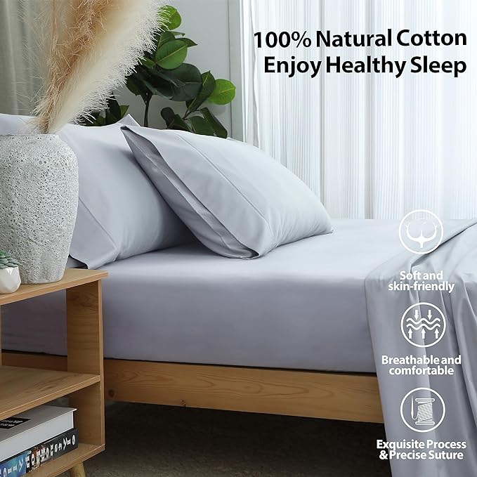 Twin Size Fitted Sheet Only Gray, 100% Egyptian Cotton 600 Thread Count - Image 2