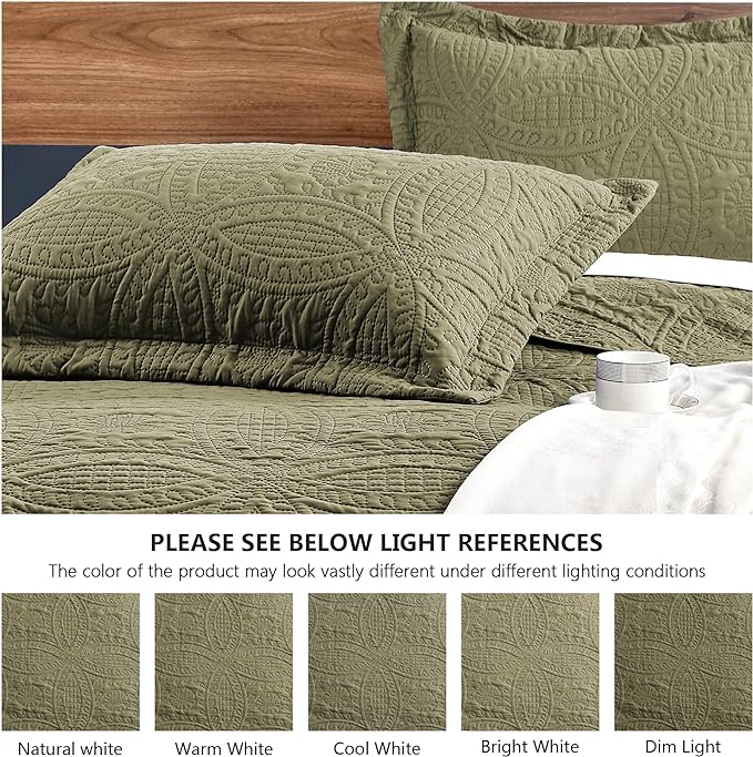 Love's cabin King Size Quilt Bedding Set Green Bedspreads - Image 5