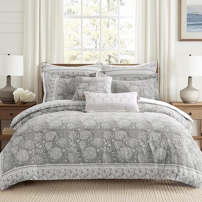 Levtex Home Adare Grey Reversible Twin Duvet Cover Set - Image 2