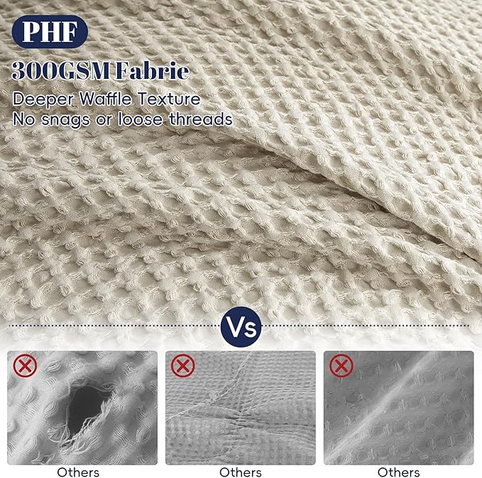 PHF Waffle Weave Duvet Cover Set Twin/Twin XL Size, No Snagging Ultra Soft - Image 3