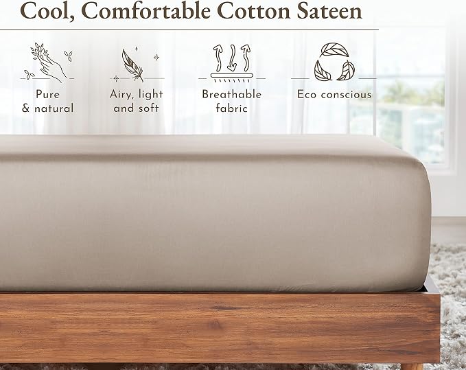 California Design Den Full Size Fitted Sheet Only, Soft 100% Cotton Sateen - Image 7