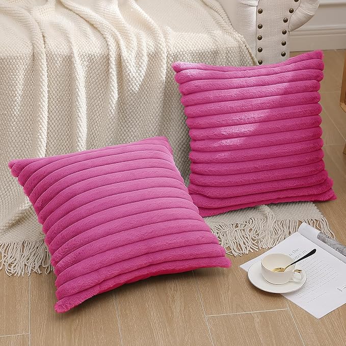 Pallene Faux Fur Plush Throw Pillow Covers 18x18 Set of 2, Luxury Soft Fluffy - Image 6