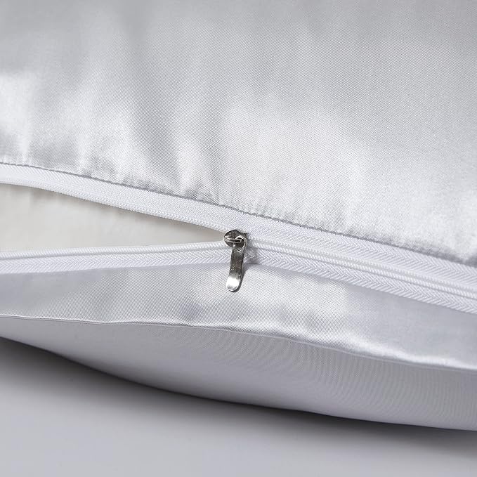 Satin Pillowcases with Zipper （20x36）, King Size Pillowcases Set of 2, Light - Image 4