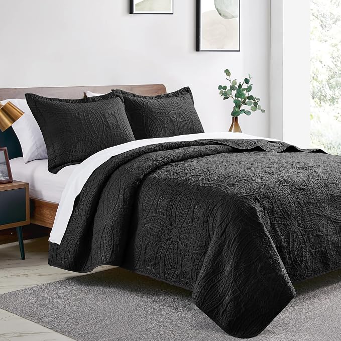 Love's cabin Twin Quilt Set Black Bedspreads - Image 2