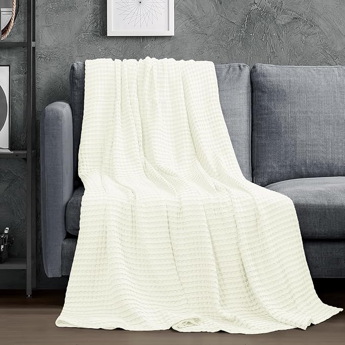 Utopia Bedding 100% Cotton Waffle Weave Blanket King Size - Image 2