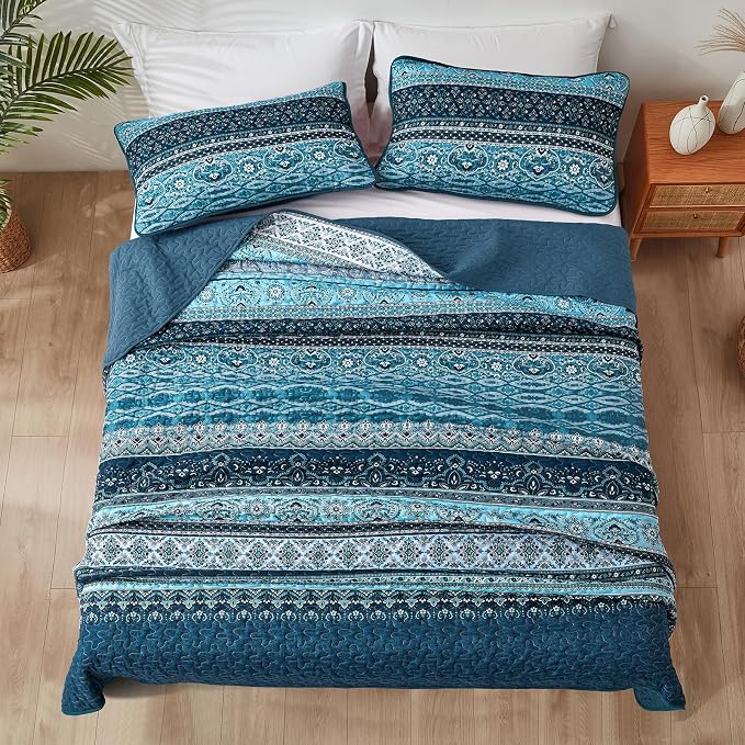 WONGS BEDDING Boho Quilt Set California King, Lightweight Polyester Bed Decor - Image 4