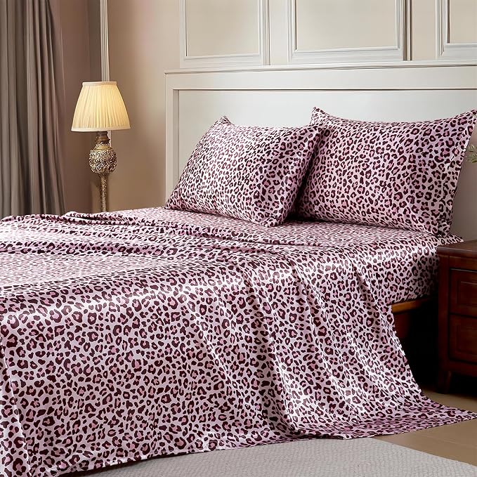 MR&HM Satin Bed Sheets, California King Size Sheets Set by MRHM