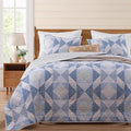 BLOOMHAVEN Quilt Set Queen Size, Patchwork Blue Marigold Floral Quilt Sets by BLOOMHAVEN
