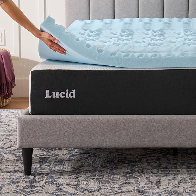 LUCID 3 Inch Gel Memory Foam Mattress Topper, California King size – 5 Zones – - Image 6