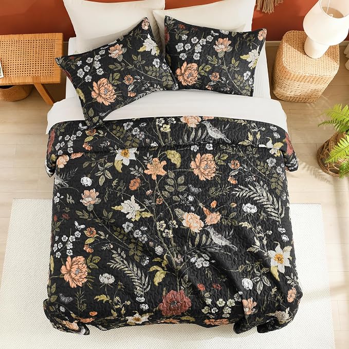 Litanika Floral Black Quilt Queen Size - Image 4