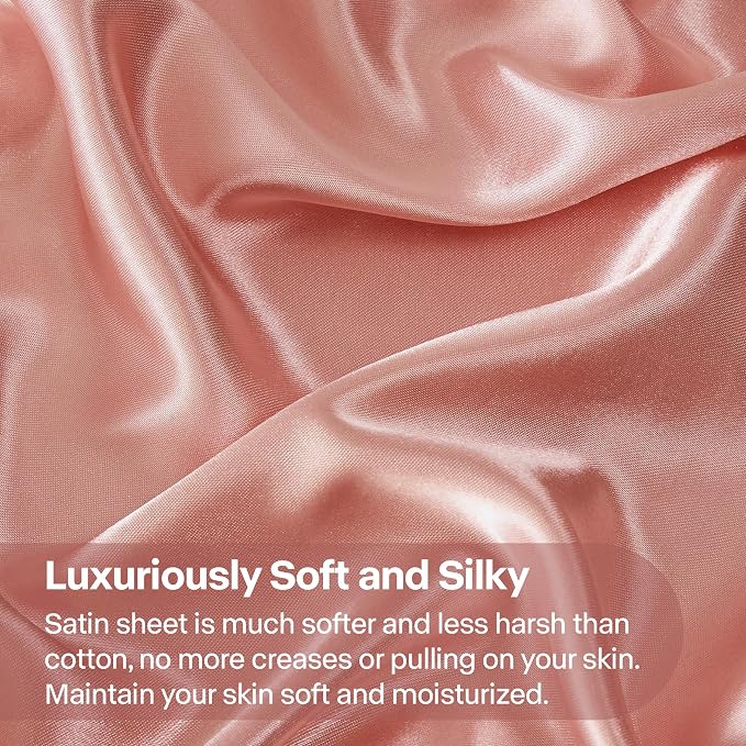 BEDELITE Satin Fitted Sheet and Pillowcases Set, Luxury Soft Similar to Silk - Image 3
