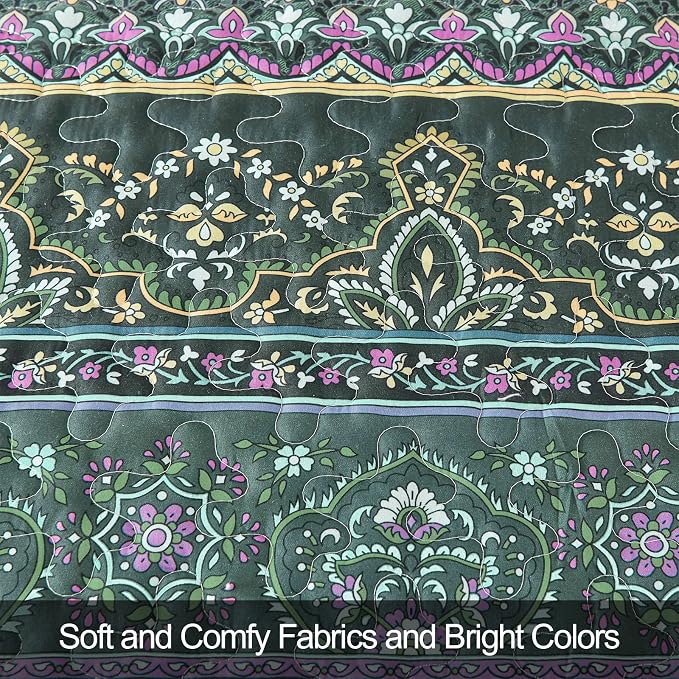 WONGS BEDDING Boho Quilt King Size, Lightweight Microfiber Bed Decor Bedspread - Image 6