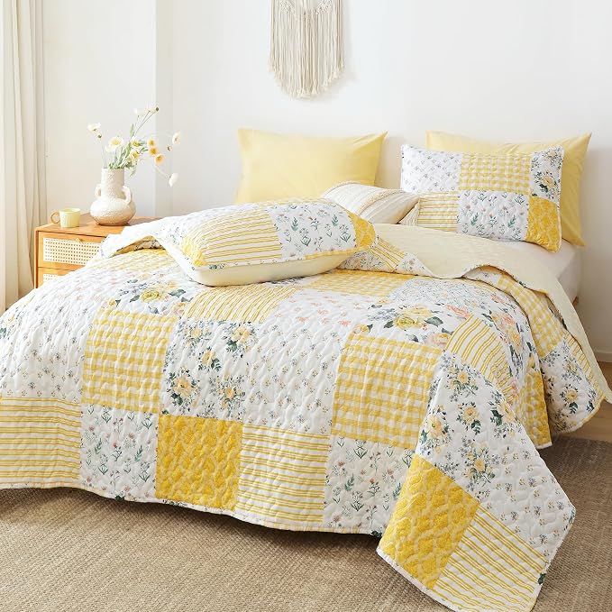 YIKUSH Quilt Sets Queen Size Floral Quilt Set 3 Pieces Bedding Set Bedspreads - Image 6