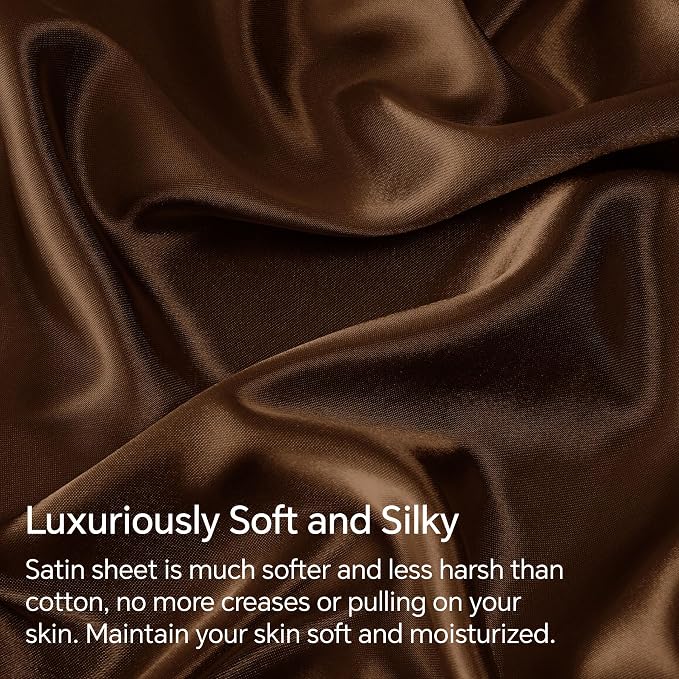 BEDELITE Satin Fitted Sheet and Pillowcase Set, Luxury Soft Similar to Silk - Image 3