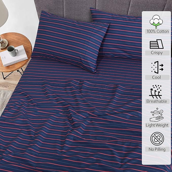RUVANTI 100% Cotton Sheets – Full Size Percale Bedding, Cooling & Breathable - Image 2