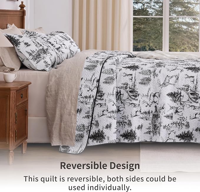 PPOLCA Rustic Twin Quilt Bedding Set, Christmas Lightweight Reversible Cabin - Image 2