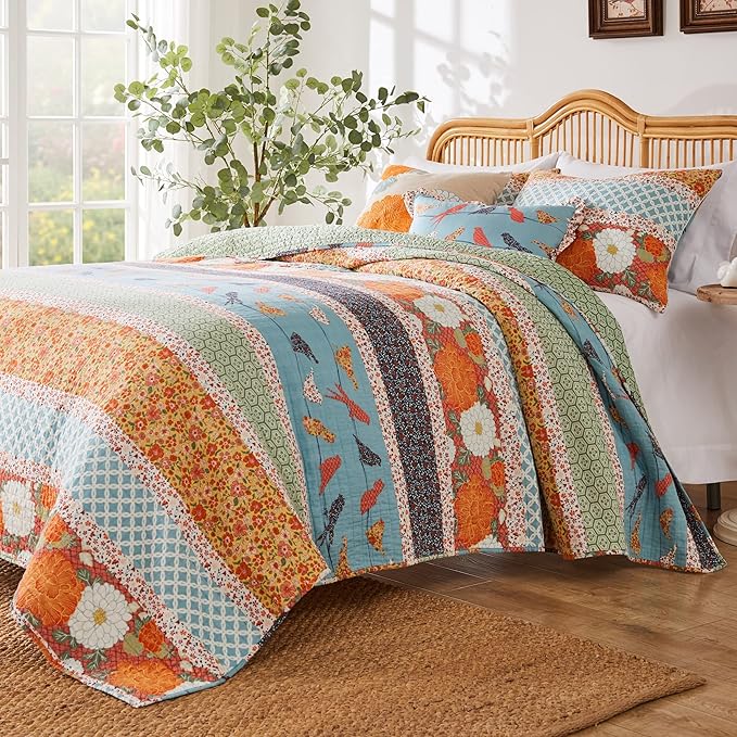 Greenland Home Carlie Modern Floral Reversible Quilt Set, 3-Piece King - Image 5