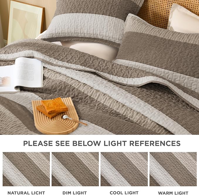 Litanika Quilt King Size Hazel, Stripe Patchwork Summer Bedspread Coverlet 3 - Image 6