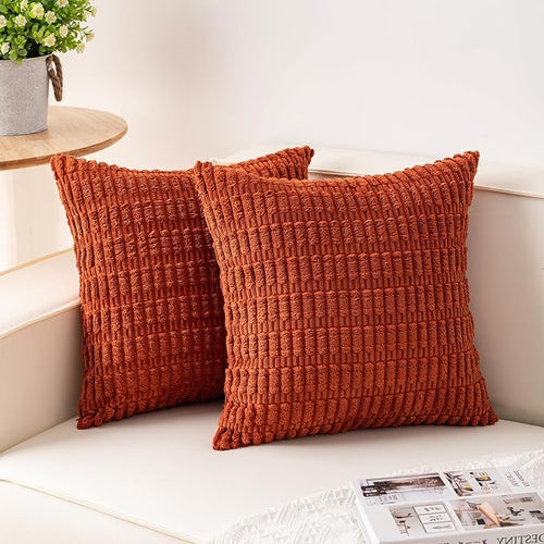 Aegero Pack of 2 Corduroy Decorative Throw Pillow Covers 18x18 Inch Fall Soft by Unknown