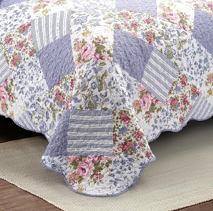 Brilliant Sunshine Rose Violet Patchwork, 2-Piece Quilt Set - Image 4