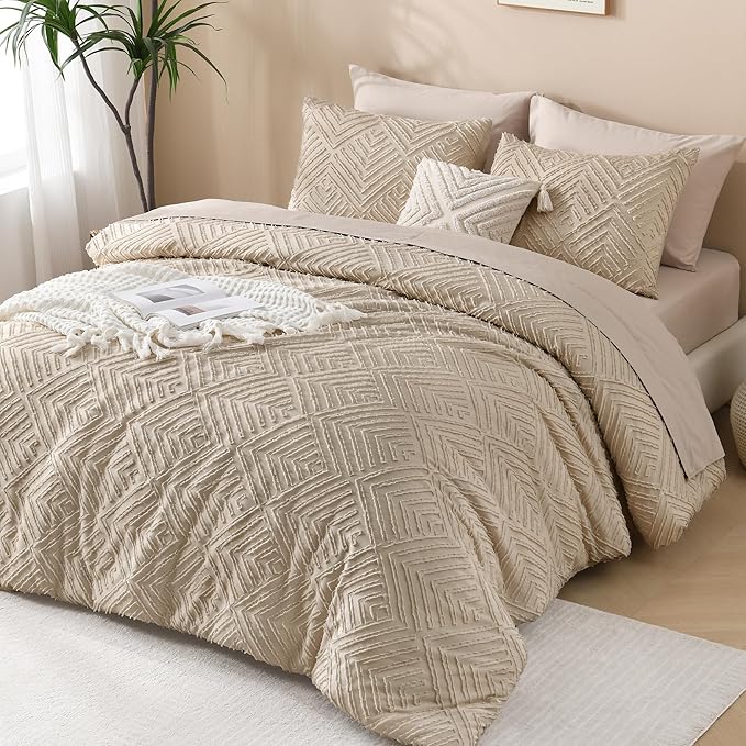 Andency Khaki Oversized King Comforter 120''x120'', 3 Pieces Khaki Super King - Image 6