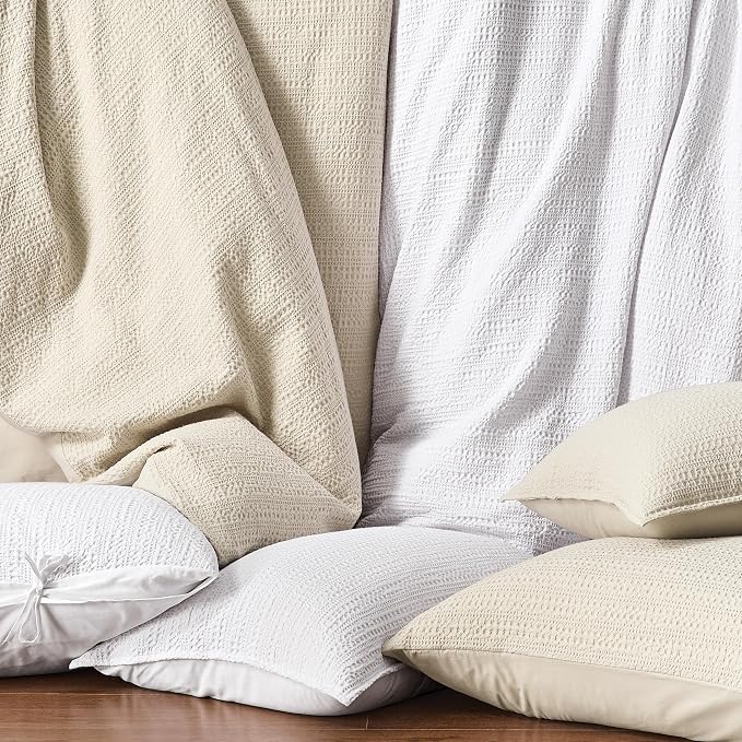 WDCOZY 100% Cotton Luxury Honeycomb Duvet Cover Set Queen Size - Image 6
