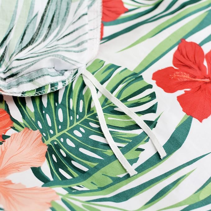 FADFAY Hawaiian Style Red Hibiscus Palm Leaves Tropical Duvet Cover Set Summer - Image 7