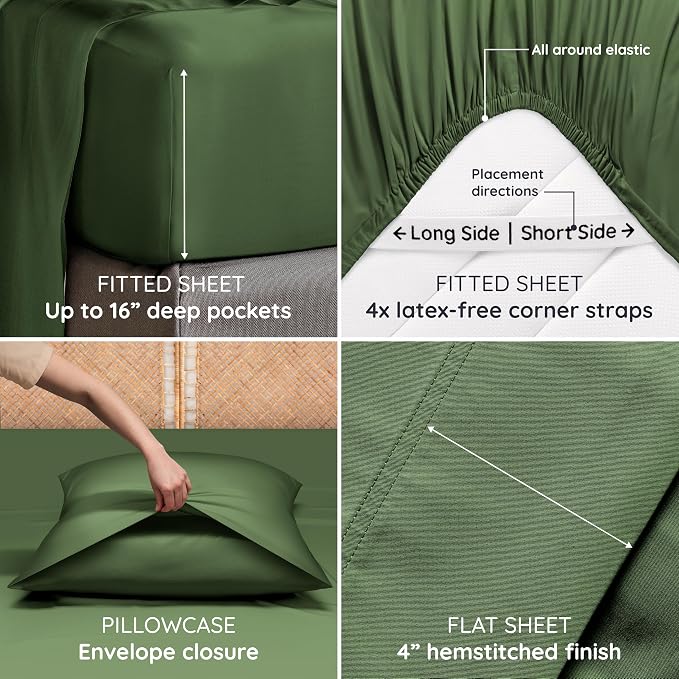 Bambaw 100% Viscose Derived from Bamboo Sheets King Size Set – 4pcs Cooling - Image 5