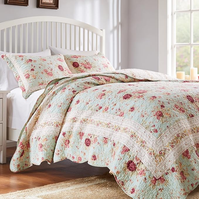 Greenland Home Antique Rose 100% Cotton Heirloom-Quality Quilt Set, 3-Piece - Image 2
