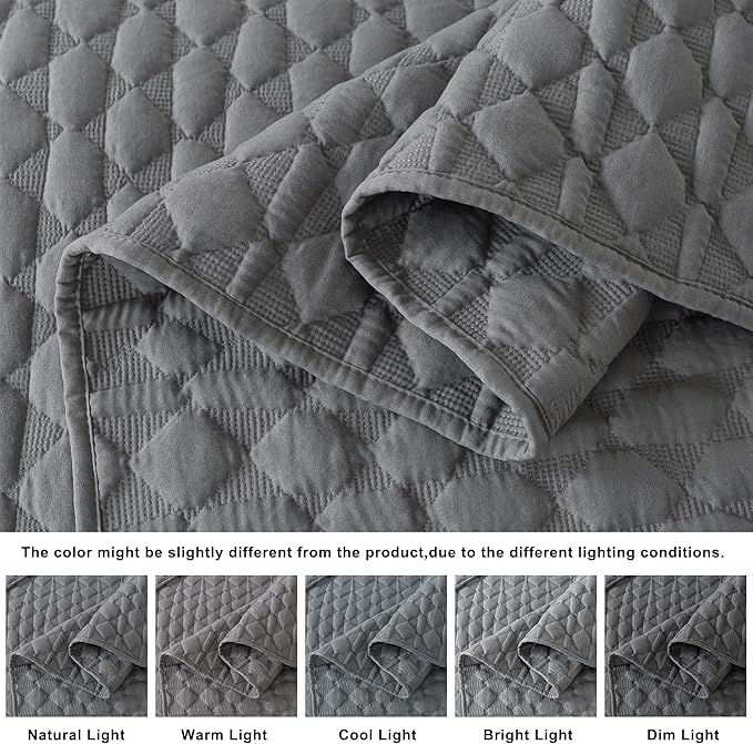 WDCOZY Dark Grey Quilt Twin Size Bedding Sets - Image 3