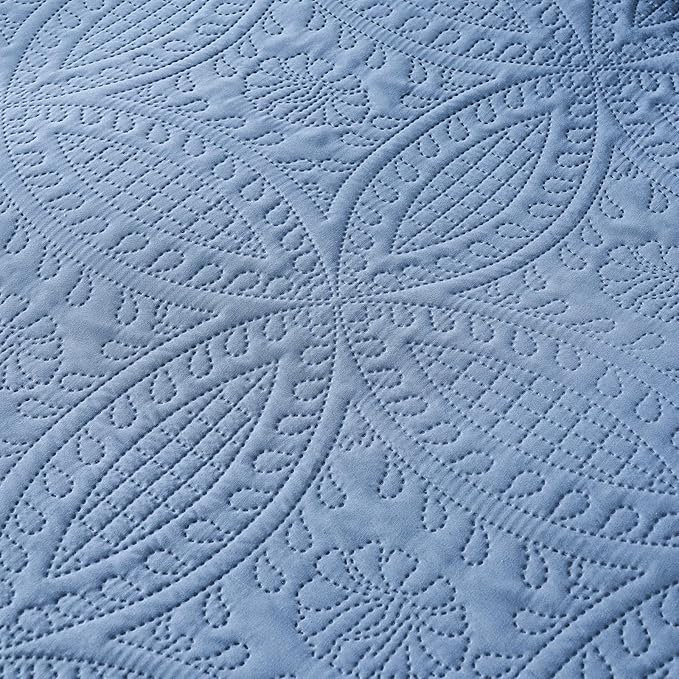 Akkialla King Quilt Bedding Set, Bluish Grey Ultrasonic Quilt Set, Lightweight - Image 7